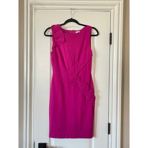 Vintage Cache Ponte Knit Sheath
Dress Ruffle Fitted Size 4 - Picture 2 of 7